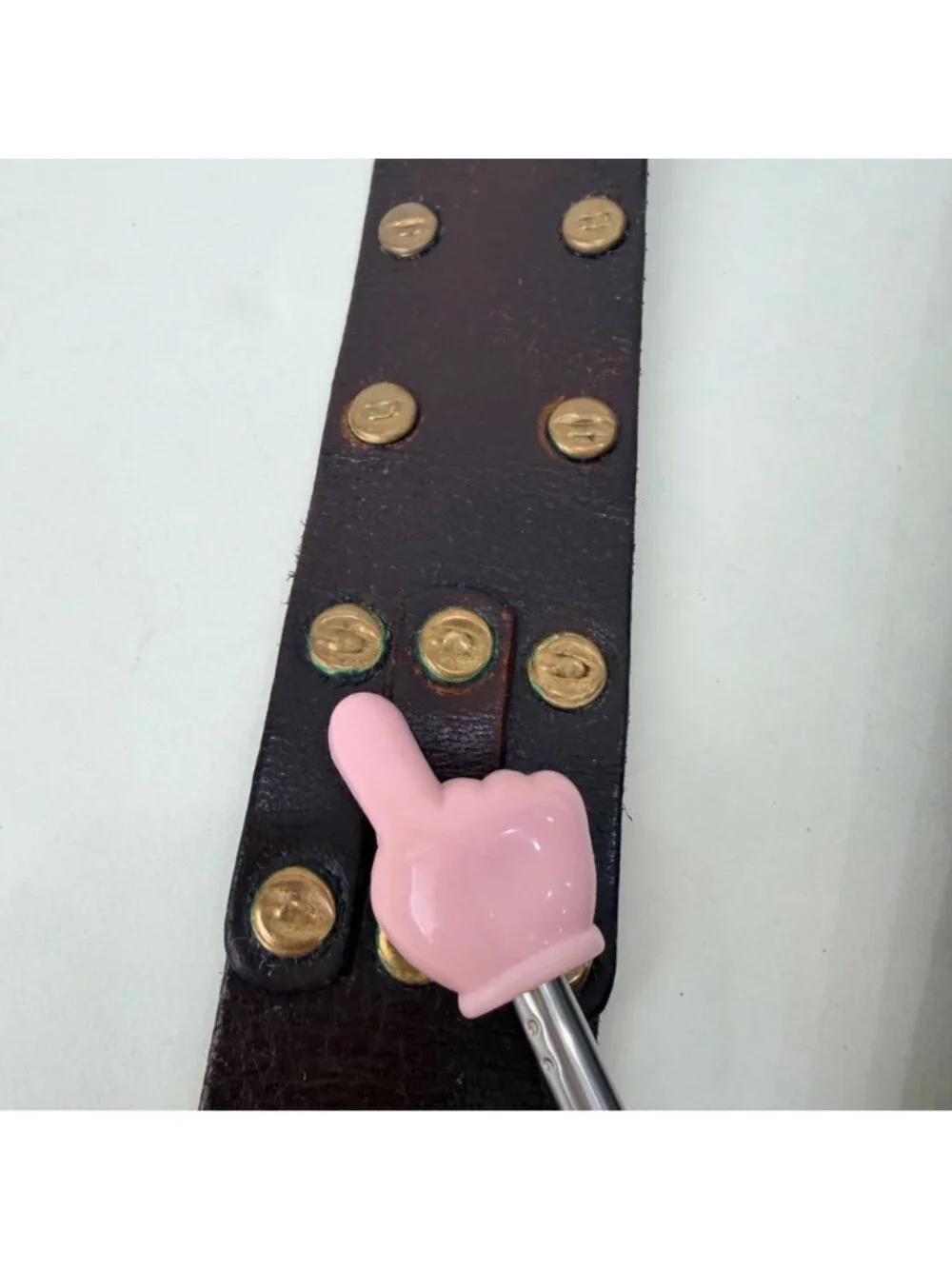 Linea Pelle vintage Studded Leather Belt Brown Brass Western Distressed Size M